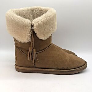 Apres by Lamo Tasseled Winter Boots Women's 10 Brown Faux Fur Lining & Footbed